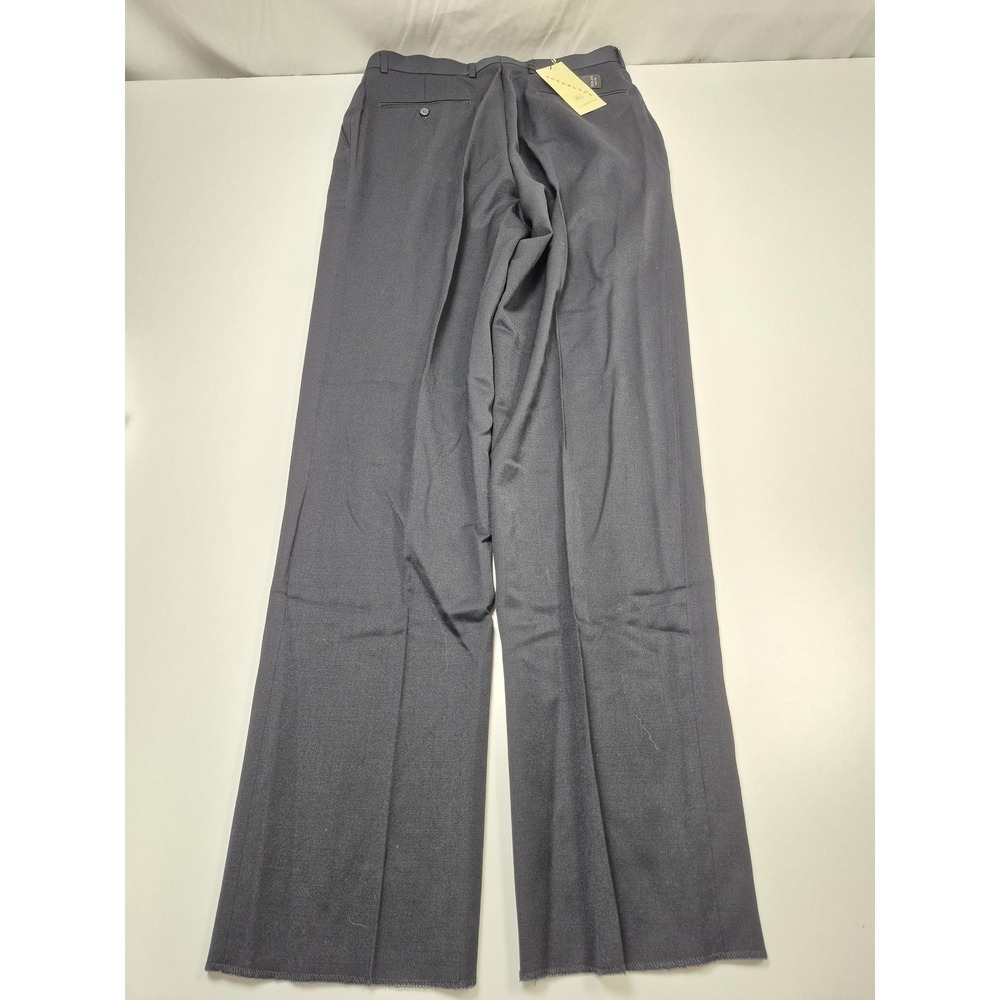 MIKO DAVIZZO Dress Pants Mens 34x36 Blue Wool Pleated Straight Unhemmed NWT - Picture 5 of 11